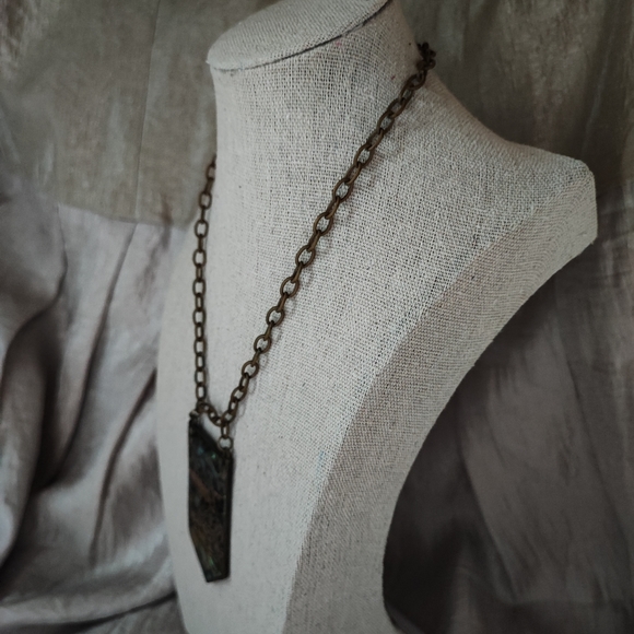 Mosaic Tiled Sheet of Abalone Matte Hardware and Chain Necklace - Picture 8 of 11